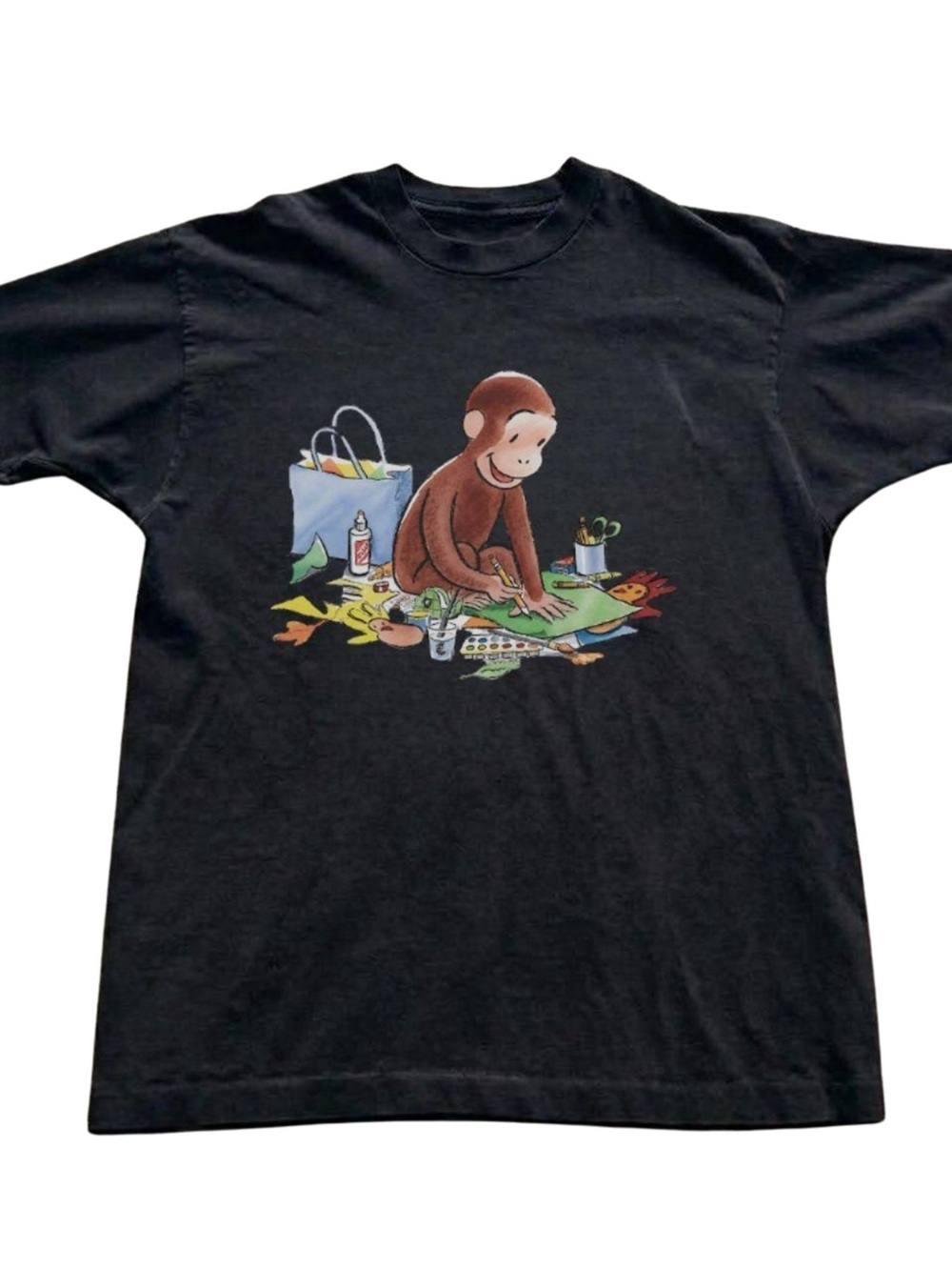 Gildan Black Curious George Graphic Tee, Gift for Her, For Him